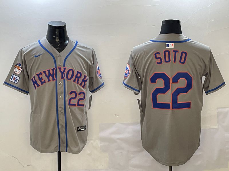 Men New York Mets 22 Soto Grey Game 2025 Nike MLB Jersey style 1